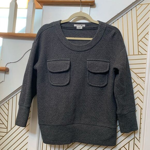 Lacoste Gray Quilted Pullover - Picture 3 of 6